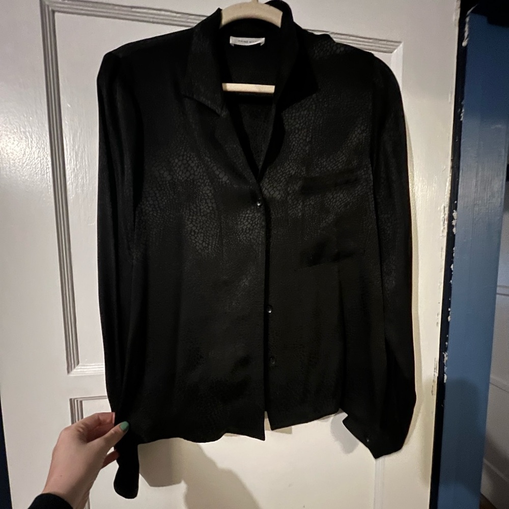 Anine Bing Black Button-Down Shirt – Size XS | 100% Viscose
